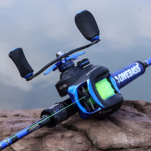 Sougayilang Baitcasting Fishing Reel with 9 + 1 Anti-Reverse Ball Bearings, 8.1:1 High-Speed Gear Ratio Casting Reel - color: Blue- Right Handed