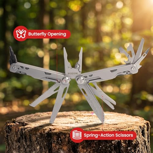 Multitool, 29-in-1 Stainless Steel Multi Tool Pliers with Screwdriver Sleeve, Damascus Pocket Knife, Nylon Sheath for Survival Camping, Hunting and Hiking - size: 29-in-1