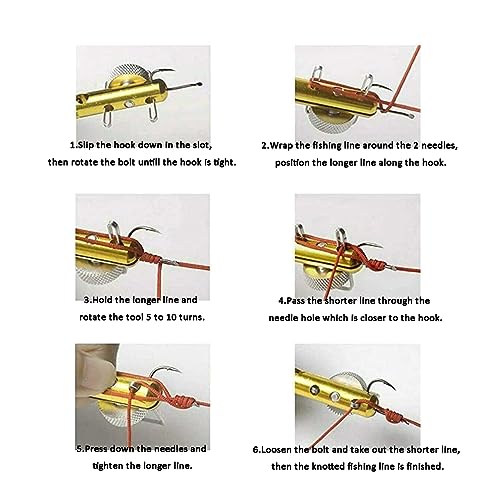 lasenersm 2 Pieces Fishing Line Knot Tying Tool Fishing Line Knotter Fishing Hook Knot Tying Tool Metal Fishing Line Hook Tie Device Fishing Hook Knot Tying Tool Fishing Knot Tying Tool, Golden