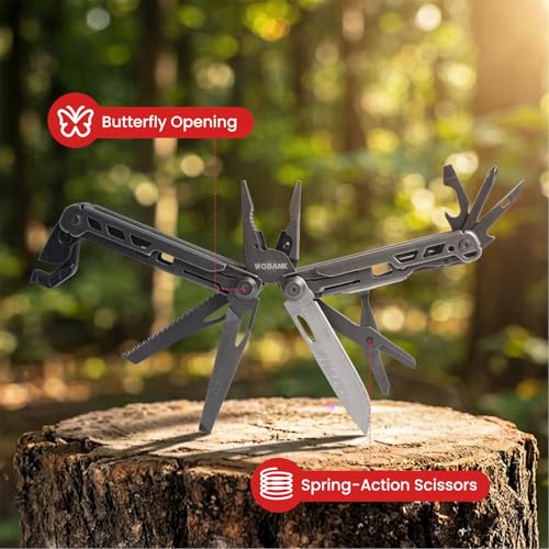 Multitool, 16-in-1 Stainless Steel Multi Tool Pliers with Adjustable Hex Wrench, Damascus Pocket Knife, Nylon Sheath for Survival, Camping and Hunting, Hiking, Simple Repair - size: 16-in-1