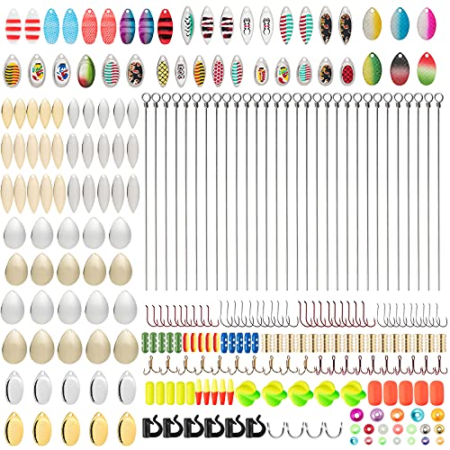 Dr.Fish 1310 Pieces Spinner Making Kit Lure Making Suppies Walleye Rig Spinner Blades Lure Bodies Floats Spinnerbait Shafts Accessories Freshwater Bass Materials
