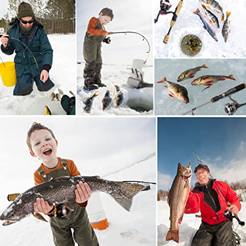 Aventik Ultralight Ice Fishing Rod and Reel Combo 26/28/30/32 inch Medium Light Fast Action Multi-Species Ice Fishing Combos for Walleye Perch Panfish - size: 28'', style: Hollow Rod Kit