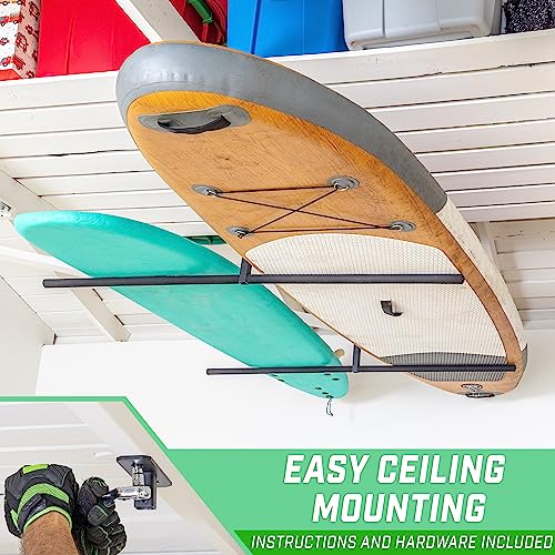 GoSports Kayak Rack for Garage Ceiling Mount - Adjustable Storage Hangers for 2 Kayaks, SUPs, or Surfboards