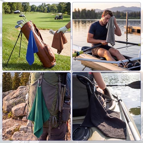 12 Pcs Fishing Towels with Clip 16'' x 16'' Absorbent Microfiber Fishing Towel Hand Towel for Fish Boat Fly Fish Kayaking Hiking Camping and Hiking Towels