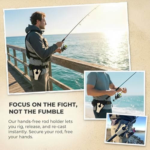 Fishing Rod Holster for Belt – Hands-Free Rod Holder for Fly Fishing, Shore Fishing & Bank Fishing, Universal Fishing Belt Clip, Quick Release Design