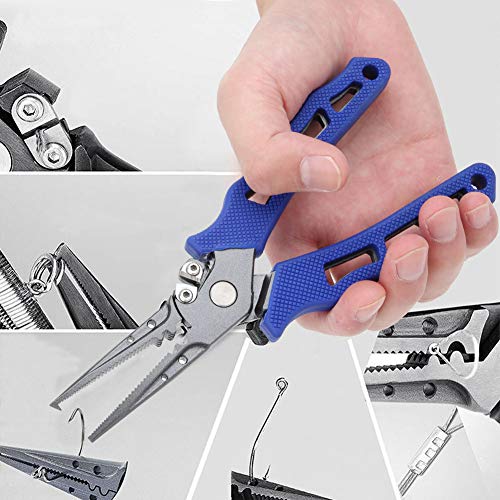 Fishing Lure Pliers Hook Remover Controller Scissors Tool for Fishing Control Blue