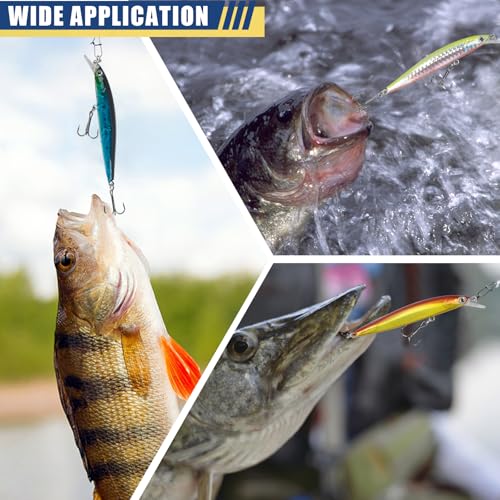Jerkbait Minnow Fishing Lures Bass, Jerk Bait Bass Bait for Walleye Trout Pike Freshwater Surf Saltwater Fishing Lures - style: A-8pcs-3.8in/0.25oz