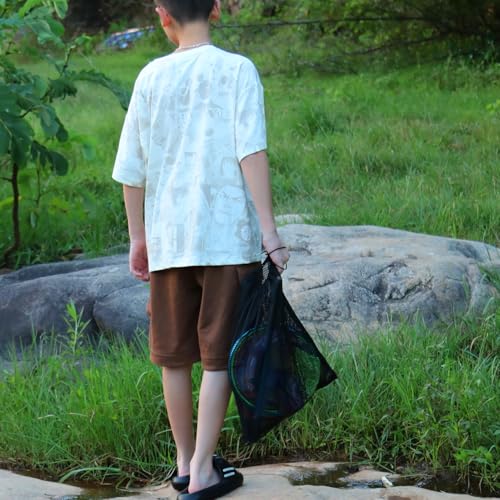 Fishing Nets with Bucket Fishing Retractable Landing Net Lightweight Aluminum Pole with Non-Slip Handle for Catch and Release and Release Frogs Butterfly Youth Outdoor - style: Red+blue