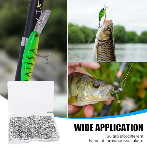 AGOOL Crankbait Snaps Snap Clips for Bass Lures, 100/200pcs Duo Lock Lure Snaps Stainless Steel Quick Change Fishing Speed Clips Connector Freshwater Bass Fishing - style: #2-33LB-100PCS