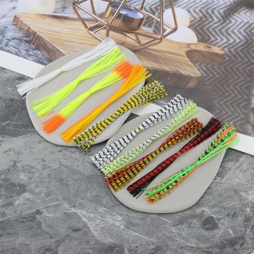20 Pcs Bundles 40 Strands Silicone Skirts Silicone Jig Skirts Replacement Part DIY Fishing Lure Making Supplies Soft Skirt for Spinnerbait Buzzbait Fishing Bass Jig Lures