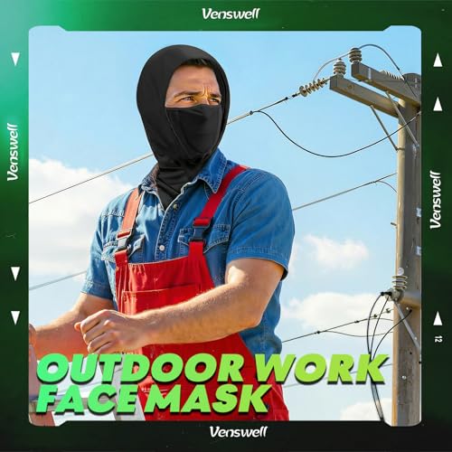 3 in 1 Summer Cooling Balaclava Hood Face Mask with Ear Loops Men Women Sun UV Protection Breathable Full Head Cover - color: Black