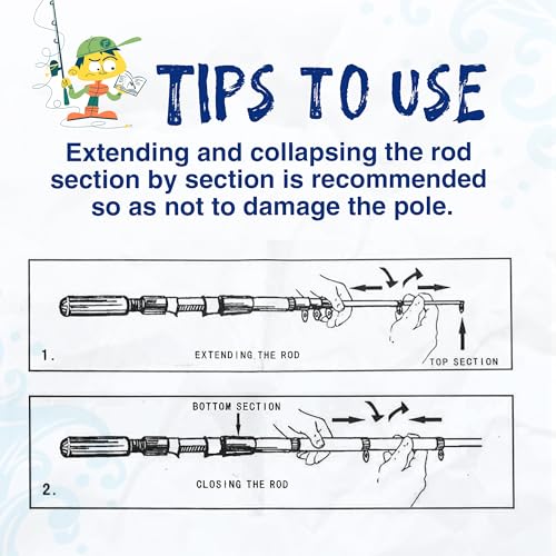 Kids Fishing Pole, Telescopic Fishing Rod, Toddler Collapsible Fishing Rod and Reel Combo with Tackle Box, Fishing Line, Bobber, and Soft Lures for Boy, Girl, Youth, Beginner, Over 4 Years Old - color: blue