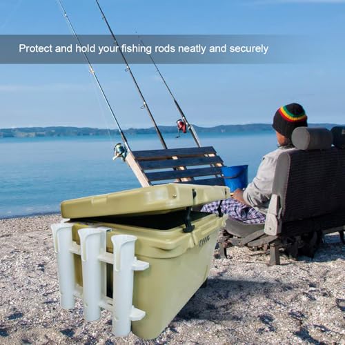 Fishing Rod Holder Bracket Wall Mounted Fishing Pole Holder,4 Pole Tube Attachment Rod Holders,Cooler Fishing Rod Holder with Tie-Down Slot,Use for YETI Coolers and RTIC Coolers