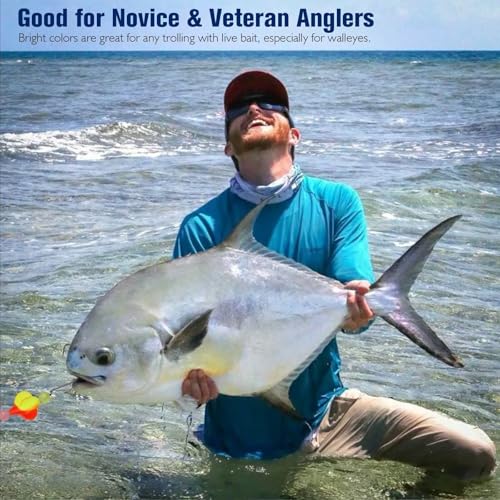 Dovesun 220/104/80/60/54/52/42pcs Pompano Rig Floats for Surf Fishing Foam Bobbers for Fishing Fly Fishing Bobbers Floats Bright Color Kit/Round/Cylindrical/Heart/Bullet/Pill/Spin Shape - color: Spin Floats-42pcs
