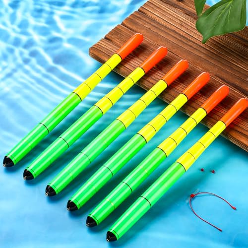 Arrowbash 6 Pcs Fishing Bobbers Floats Weighted Catfish Pole Floats High Visibility Wood Pole Fishing Float for Catfish Pike 7in, 12in - size: 12 Inch