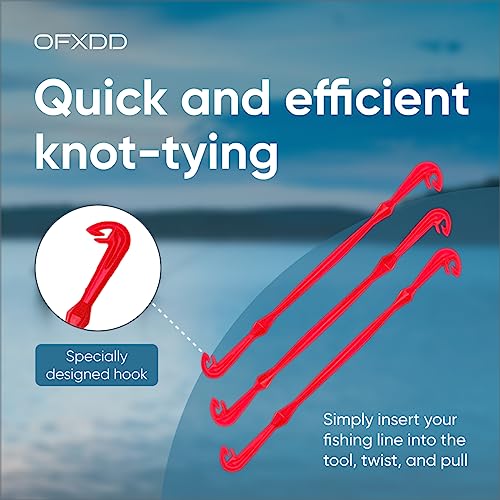 Loop Tyer - Hook Loop Tyer for Fishing - Plastic Fishing Line Knot Tying Tool, Red, 3 Pcs