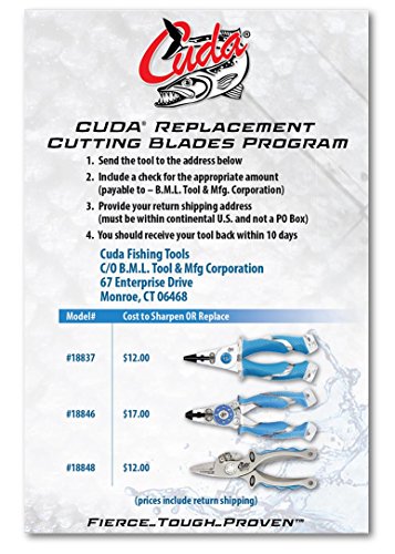 CUDA 7.5" Titanium Bonded Pliers Durable Fishing Braid, Mono & Fluorocarbon Cutter Saltwater & Freshwater Use Heavy Duty Nylon Sheath & Lanyard Included