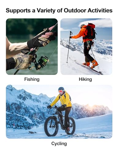 KUTOOK Winter Fishing Gloves for Men& Women Waterproof Glove Cold Weather Hunting Photography Shooting Hiking - color: Khaki, size: Medium