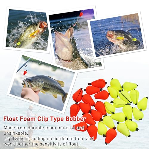 30PCS Trout Floats Foam Teardrop Strike Slotted Fishing Bobbers Bright Floats Fly Fishing Strike Indicators for Trout Crappie, Walleye, Panfish Offshore Saltwater Freshwater - color: 30 Pieces