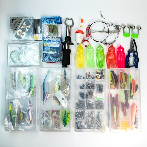 Fishing Lures Kit with Tackle Box Included Crankbait, Minnow, Spinnerbaits, Spoons, Soft Lures, Jigs, Hooks, Bait Rigs, Weights Sinkers, Topwater Lures Freshwater Saltwater 346/353Pcs - color: 346pcs