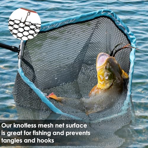 THKFISH Carbon Fiber Fishing Net - Long Handle, Portable Telescopic Landing Net - 27 to 157.5 Inch - Aluminum Mesh Frame Rubber Coated - size: 118” Telescopic Handle/19.7” Hoop Size