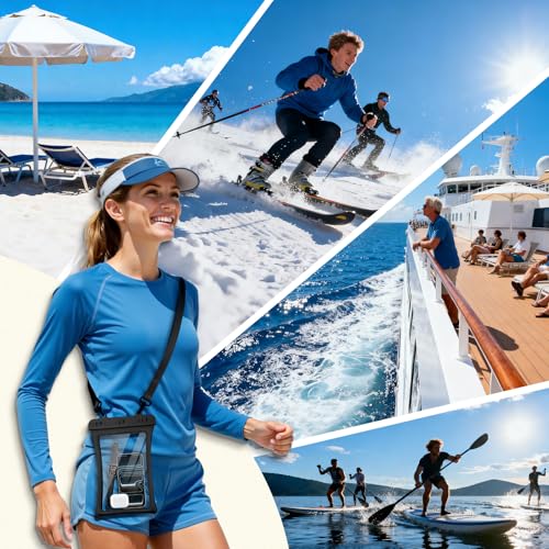 CACOE Floatable Waterproof Phone Pouch 2 Pack Up to 10.0", Black+Black | Floatable, IPX8 Waterproof Phone Case,Adjustable Lanyard,Dry Bags for Beach/Cruise/Travel/Camping/Kayak/Vacation Essentials - color: Black+Black, size: Up to 10.0"-Floatable