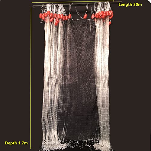 Strong Fishing Line Material Fishing Net Depth 5.5ft Gillnet Length 98 ft Nylon Net 5/8 Inch-2 Inch Mesh Monofilament Nylon Network Big Buoys Fish Net - size: Mesh size 15mm*15mm(5/8 inch)