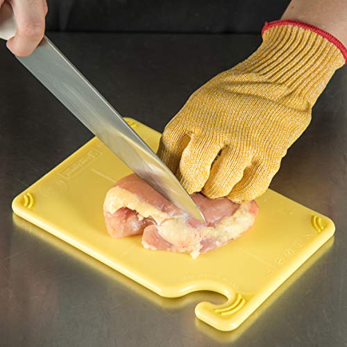 San Jamar Saf-T-Grip Plastic Cutting Board with Safety Hook, 6" x 9" x 0.375", Yellow - color: Yellow