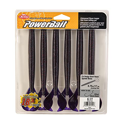 Berkley PowerBait Speed Boss Fishing Soft Bait - color: Junebug Red, size: 6 3/4"