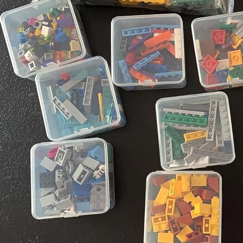 17 Pieces Square Empty Mini Clear Plastic Storage Box, 2.95x2.95x1.38 in | Hinged Lids, For Small Items, For Craft Projects - size: 2.95 x 2.95 x 1.38 inch