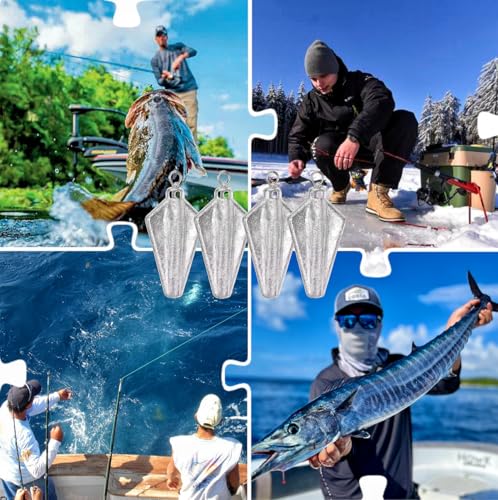 10pcs Fishing Weights Sinkers, Bank Fishing Sinkers Four Corner Catfishing Sinkers Saltwater Surf Fishing Weights Lead Sinkers Torpedo Weights Pyramid Sinkers-20G-50G
