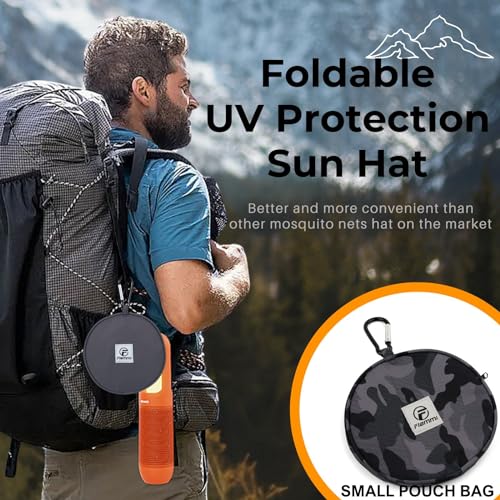 Flammi Mosquito Net Hat Safari Hat UPF 50+ Sun Protection Boonie Hats for Men with Neck Flap Fishing Hiking Hat for Men/Women - color: Camo-dark Grey