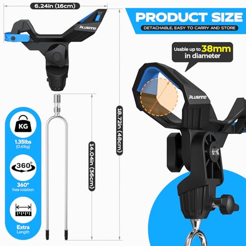 PLUSINNO 1/2/4 Pack Fishing Rod Holder for Ground, Upgraded Rod Holders for Bank Fishing, 360 Degree Adjustable Fishing Rod Holder Equipment, Fishing Gear, Fishing Gifts for Men. - style: Rod Holder-1 Pack