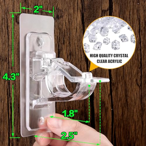 ANDGOO 16 Pack No Drill Curtain Rod Brackets, Holding Up to 17 lbs, PET Curtain Rod Holders, Adjustable Curtain Hangers for Bedroom Bathroom and Living Room - color: Transparent, size: 16 Pack