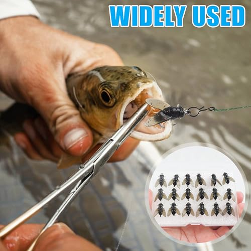 Bionic Fly Fishing Bait, 18/36pcs Fly Fishing Flies Lures Kit Trout Jigs Swimbait Dry Flies Trout Panfish Lures Freshwater Saltwater Flies Fly Fishing Hook Artificial Soft Bait - style: Black-36pcs