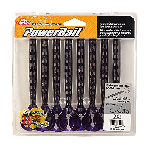 Berkley PowerBait Speed Boss Fishing Soft Bait - color: Junebug Red, size: 5 3/4"