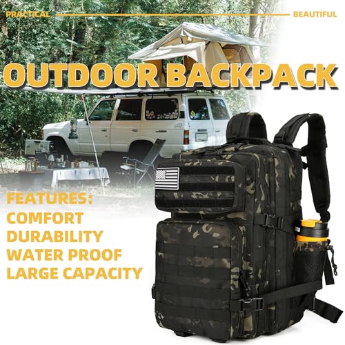 Lovelinks21 25L Tactical Backpack for Men and Women Military Backpack Small Assault Pack Molle Backpack Bug Out Bag Travel Rucksack Daypack (Black Camo) - color: Black Camo