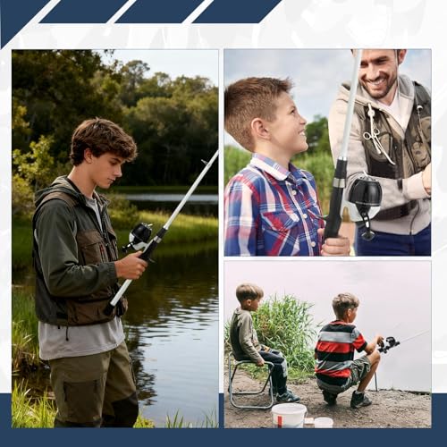 WIDDEN Kids Fishing Pole, Youth Fishing Rod and Reel Combo - Telescopic Portable Fishing Pole with Tackle Box Bag Starter Anglers Set, Fishing Gear Kit for Boys Girls Teens Age 5-18 and Beginners - color: White