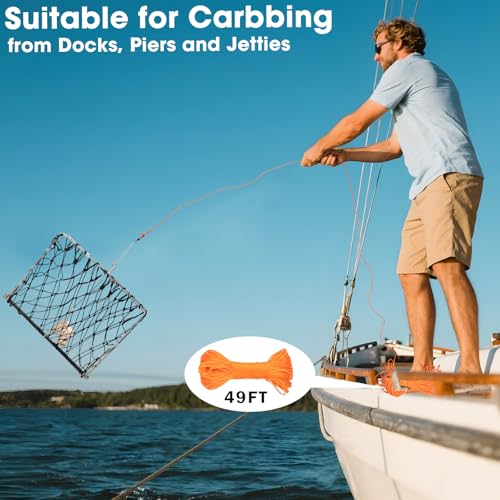 QualyQualy 4 Set Castable Crab Trap Kit, Foldable Crabbing Net with Rope & Bait Clip, Crab Snare/Pots/Traps for Blue Crabs, Dungeness, Crawfish Portable Crabbing Equipment - color: Crab Trap - 4 Pack