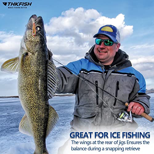 THKFISH Ice Fishing Jigs Ice Fishing Lures Ice Fishing Gear for Crappie, Panfish, Walleye, Bluegill Vertical Jigs Kit Ice Fishing Tackle 4PCS/8PCS 10g(0.35oz) 18g(0.63oz) - color: D style-10g(3/8oz)-4pcs