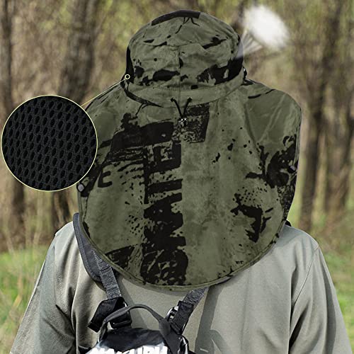 Unisex Outdoor Work Sunhat with Face Neck Flap UV Protection for Fishing Hiking Mountaineering Garden - color: Army Green