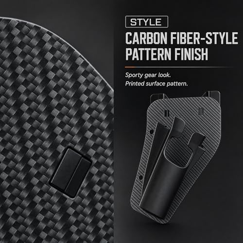 Fishing Rod Holster for Belt, Hands-Free Slide-in Rod Holder for Bank, Wading, Dock & Kayak Anglers, Lightweight 75g Carbon Fiber Pattern Finish, Black