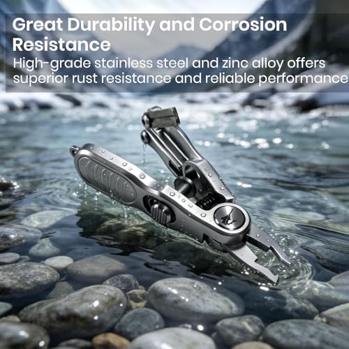 Pristis 4-in-1 Fishing Line Cutter, Fly Tying Scissors with O Ring Spliter, Nippers, Lure Eye Cleaner and Hook Sharpner Kit, Stainless Steel Braided Mono Fluoro Clippers, Pliers Tool Accessories