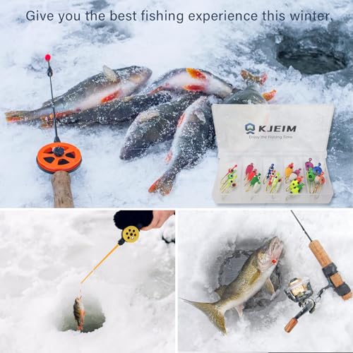 Ice Fishing Jigs Luminous Ice Fishing Lures Glowing Jig Gear Winter Fishing Jigging for Crappie Pike Panfish Walleye Perch Bluegill 6pcs/20pcs - color: B-20PCS