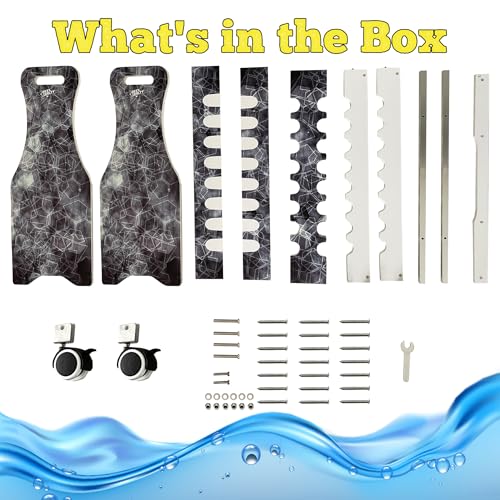 Rush Creek Creations Reel Salty Waterproof Marine Grade 16 Rolling Fishing Rod Holder Dock/Garage Storage Rack, Father's Day Gift, Gift for Dad and Grandpa, Gray/White, 29.8" L x 11.6" W x 30.9" H - style: Rolling Rod Rack