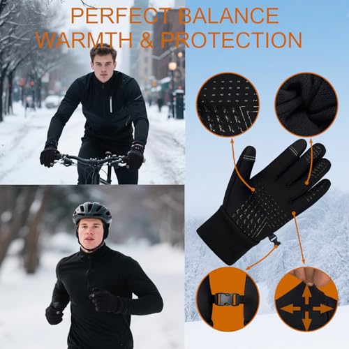 Waterproof Winter Gloves for Men Women Touchscreen Warm Thermal Fleece Snow Driving Cycling Running Hiking Gloves - size: Medium