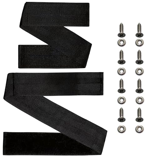 12760-7 Fishing Rod Holder Straps for Boat Deck, Black | Secures 5 Rods, 28.35-In Handle Strap, 18.5-In Tip Strap, Stainless Steel Hardware