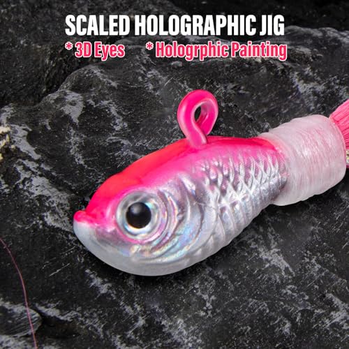 Dr.Fish 3 Pack Bucktail Jig Lure Hair Jig Saltwater Freshwater Lures Surf Fishing Bass Flounder Striper Bluefish Halibut Redfish - color: Pink, size: 1 oz