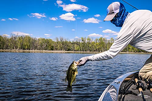 HOT SHOT Cooling Fishing Gaiter - UPF 50 Sun Protection – Breathable Face Mask - color: Mossy Oak Elements Agua - Marlin