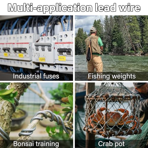 Dr.Fish Solid Core Lead Wire 1LB/2LB(1/4",1/8"),High-Density Fishing Line Soft Sinker Weight Dragging Drifting Fly Tying Crafting Material - size: 1/8"-1LB